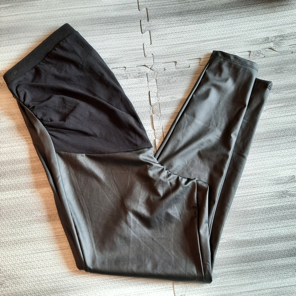 Torrid Maternity Faux Leather Black Leggings - Picture 8 of 10